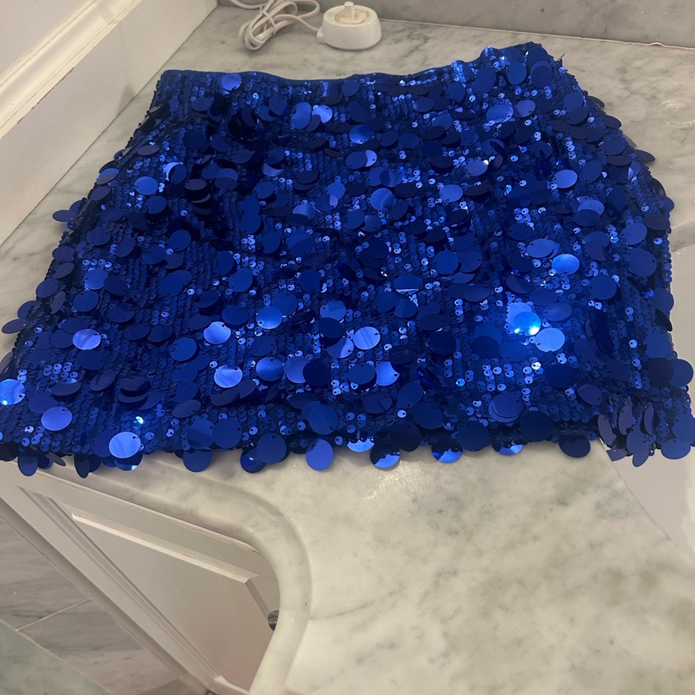 Sparkling Blue Sequin Mini Skirt